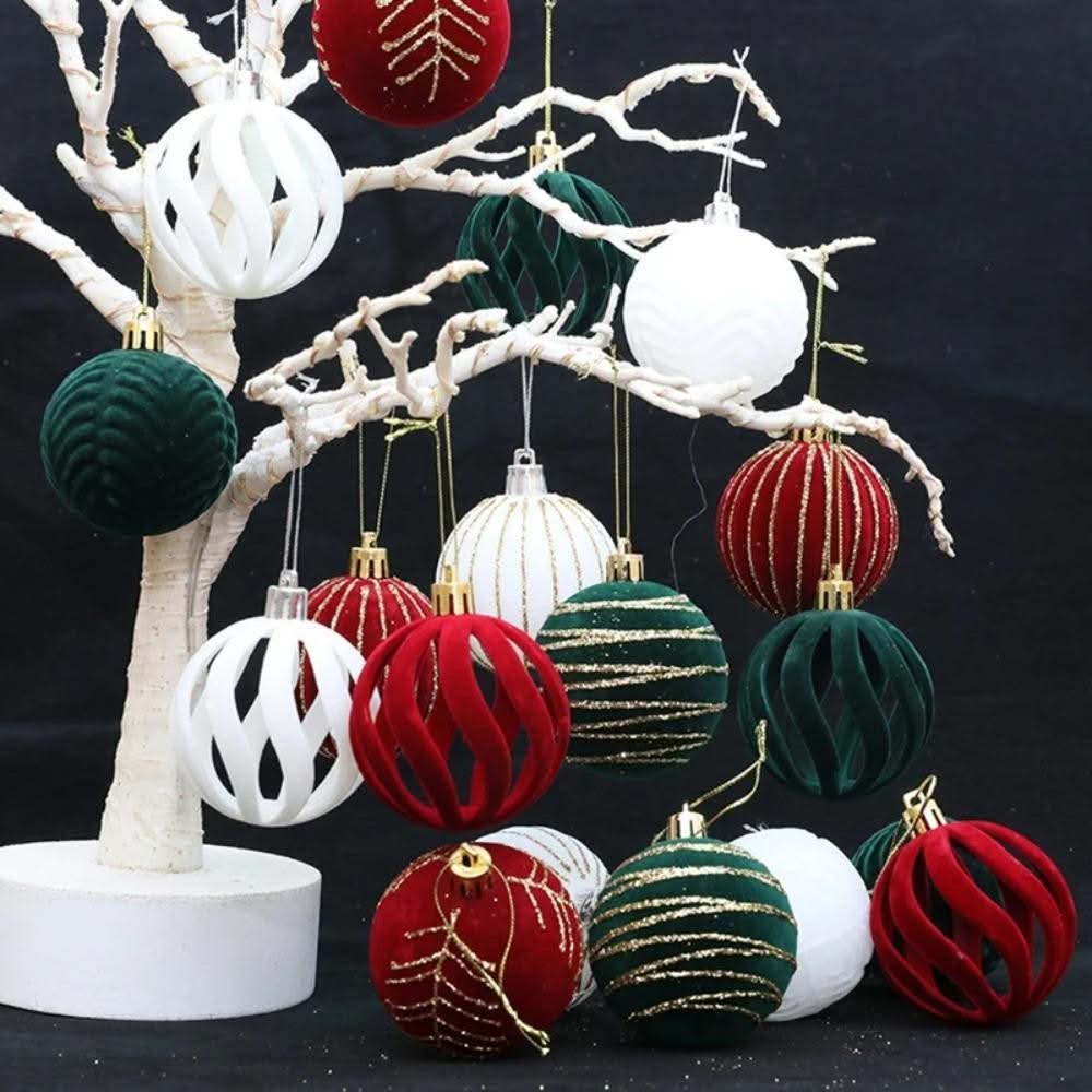 Kit 6 Bolas De Natal 6cm De Veludo