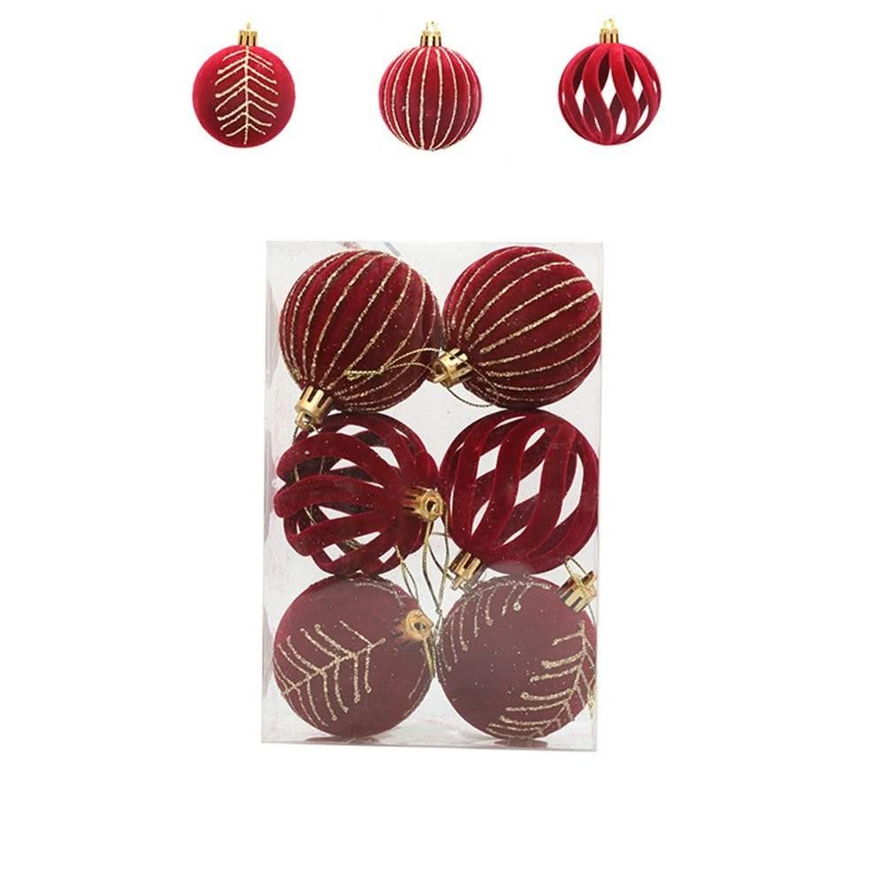 Kit 6 Bolas De Natal 6cm De Veludo