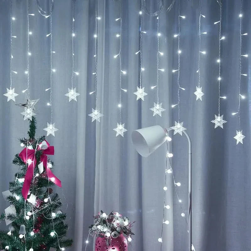 Cortina de Luzes LED Floco de Neve – Magia Natalina em Cada Detalhe