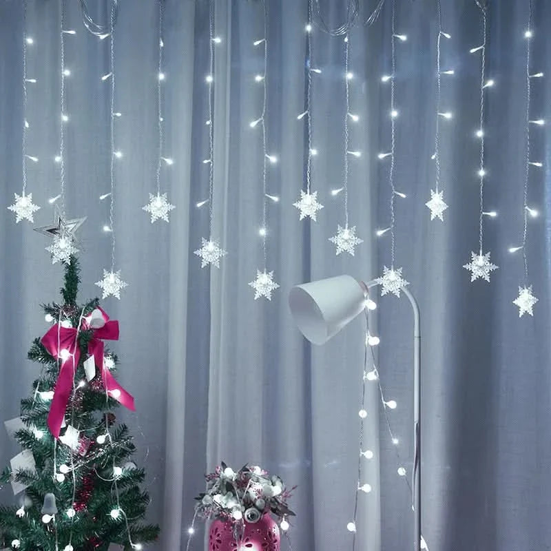 Cortina de Luzes LED Floco de Neve – Magia Natalina em Cada Detalhe